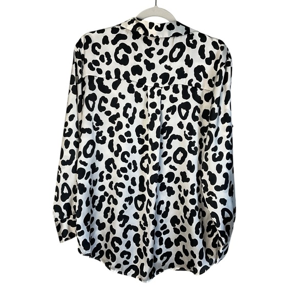 Zara Black and White Button Down Dress Shirt Collar Blouse - Picture 3 of 7